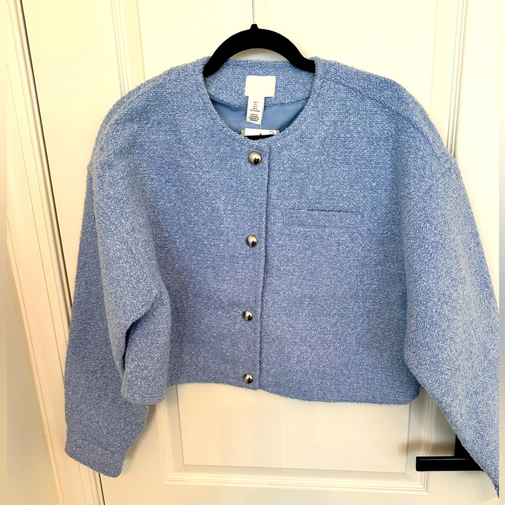 H&M Powder Blue crop jacket NWT